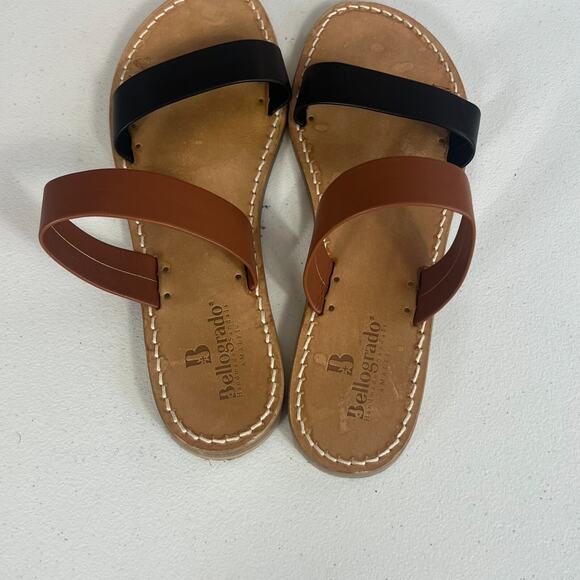 Bellogrado Sandals Women's Size EU 42 US 10.5 Brown And Black Leather Handmade - Picture 2 of 9